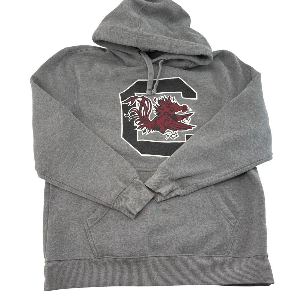 South Carolina Gamecocks Hoodie Mens Large Gray Pullover NCAA Mascot Logo L